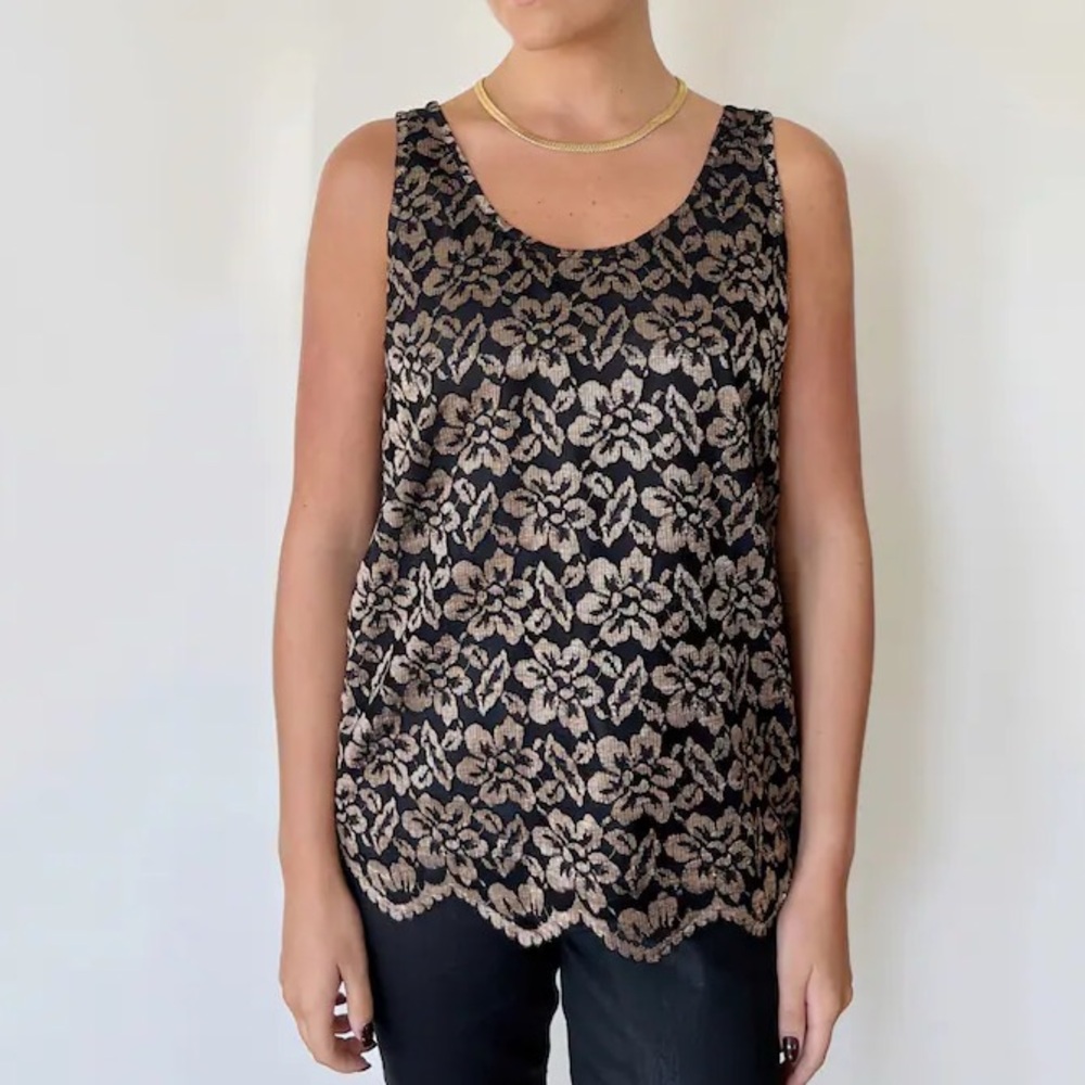 Vintage DIOR Lace Tank Top Camisole Blouse
